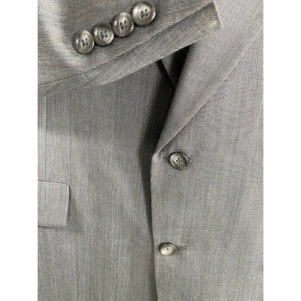 VTG Foleys Hart Schaffner Marx Gray Striped 2 Button Blazer Jacket 43L